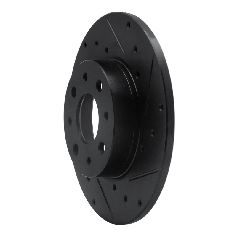 Fiat 500E Brake Rotor (1) - Rear Right - R1 Concepts - Drilled & Slotted - Black - `13-`19